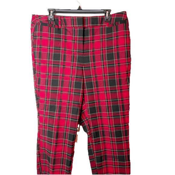LANE BRYANT Slim Ankle 4 Season Pant Stretch Red Tartan Plaid SZ 16 Mid Rise - Picture 2 of 8